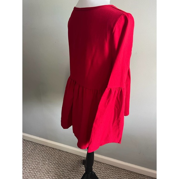 Red Peplum Ruffle Blouse Womens Top by Coral Size M Pullover - Picture 9 of 10